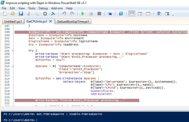 powershell script debugger