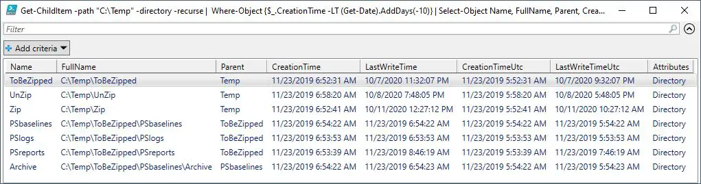 powershell compare files in directory